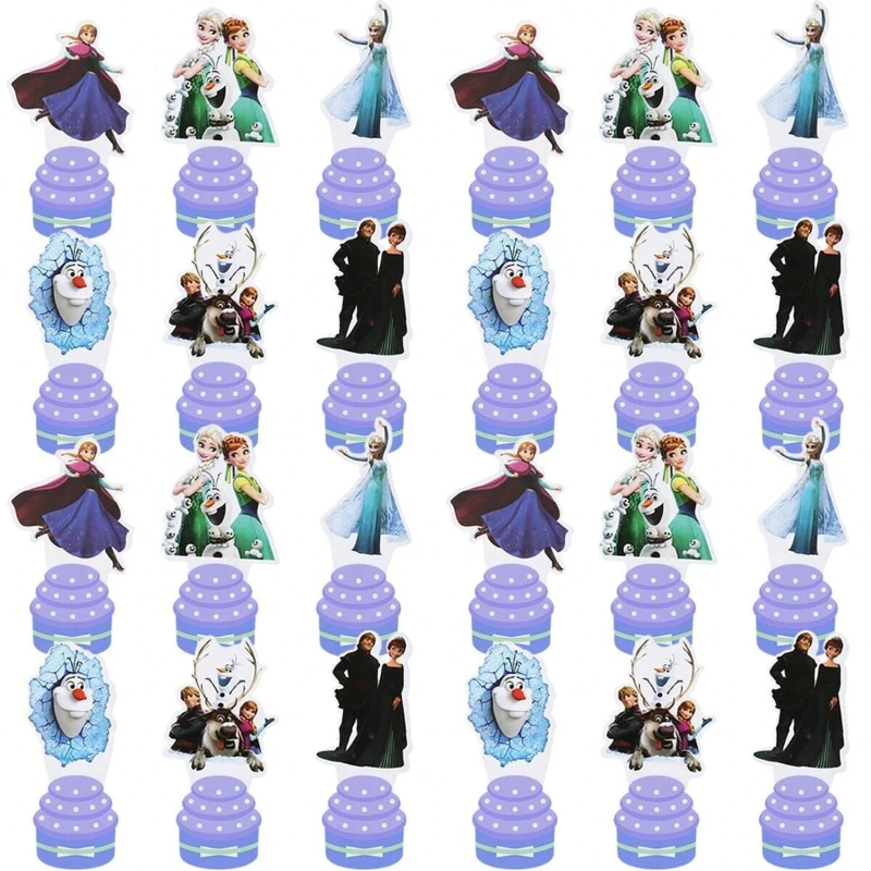 25 個冷凍漫画ケーキトッパーデザートテーブルデコレーションカップケーキトッパーアクセサリープリンセステーマパーティーデコレーションギフト