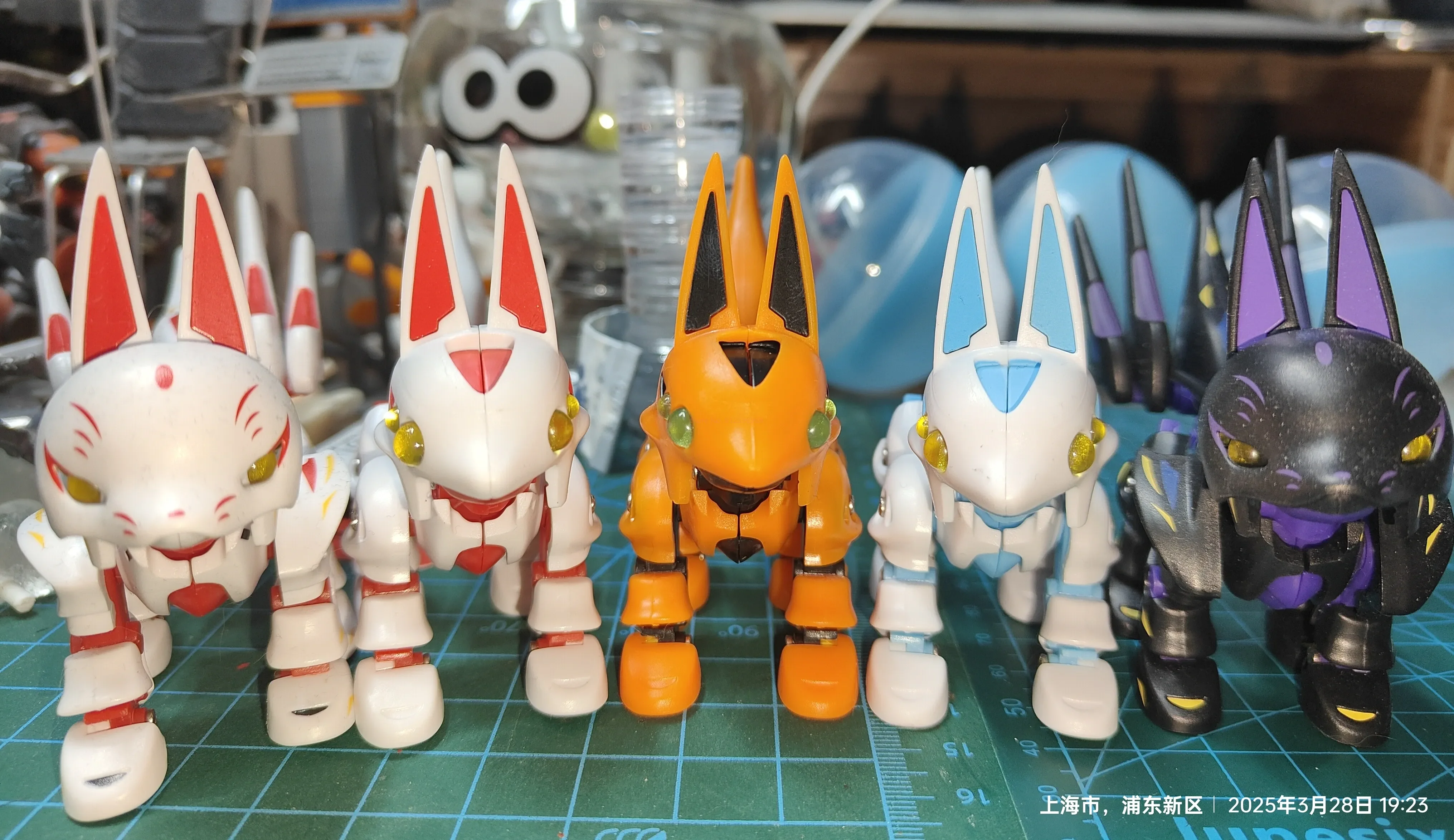 소타 가챠 마스크 여우 로봇 피규어 장식 조인트 핸즈온 모델 스쿨백 펜던트 액션 피규어 모델 장난감 선물