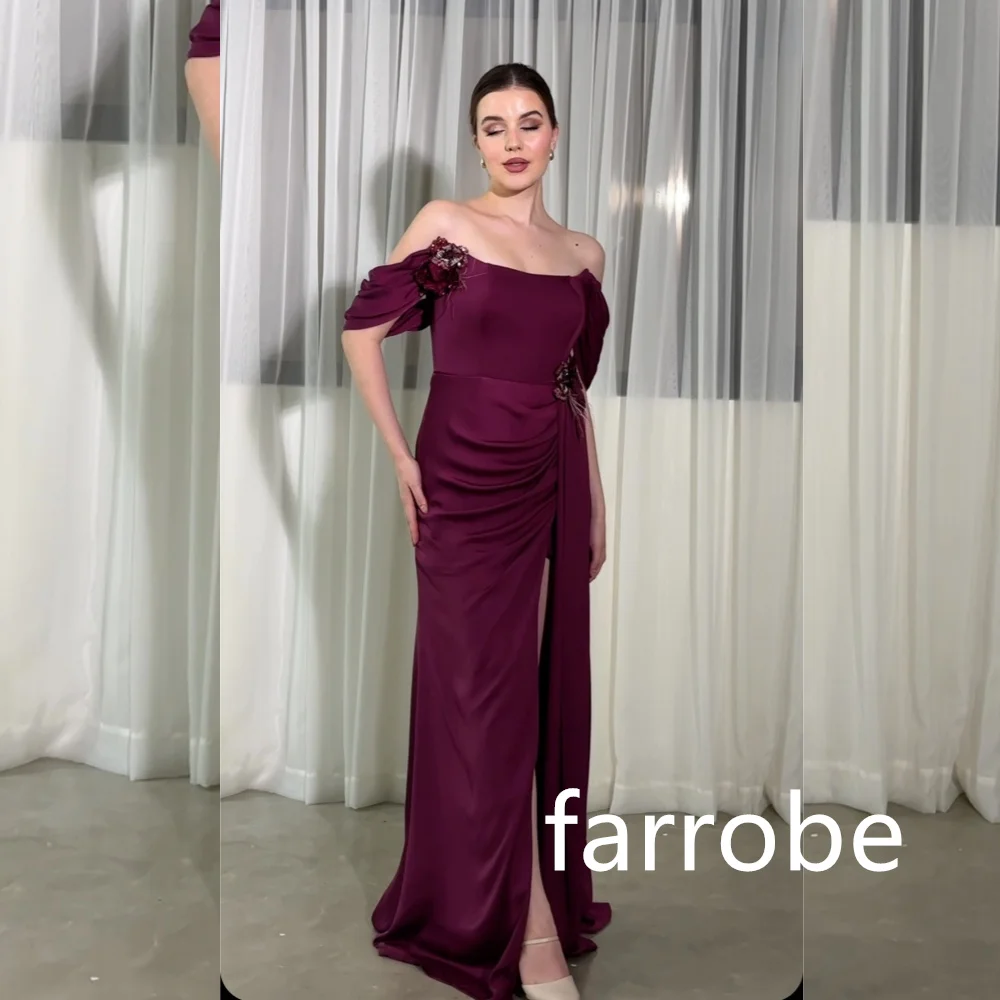 Customized Formal Jersey Pleat Flower Mermaid Off-the-shoulder Long Dresses Bespoke Occasion Dresses Classic Exquisite Modern St