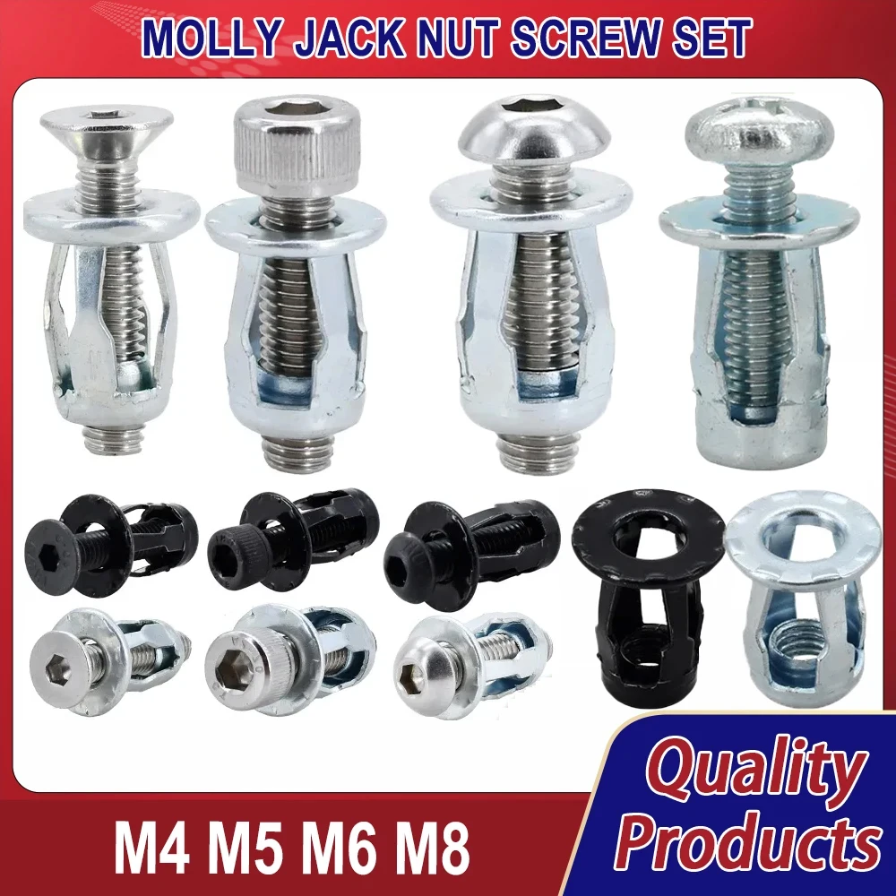 

20/30/50Pcs Jack Nuts Rivet Nut Bolt Kit Petal Shape Expansion Screw Metal Rivetnut Panel License Plate Clamp Lock M4 M5 M6 M8