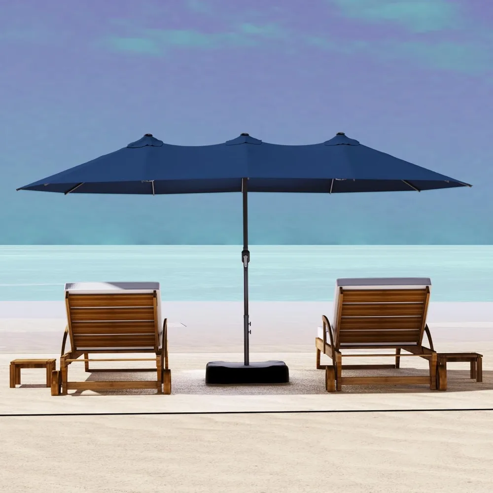 

15ft Outdoor Patio Double-sided Umbrella with Base Included with Crank Handle, Large Umbrella, Customized