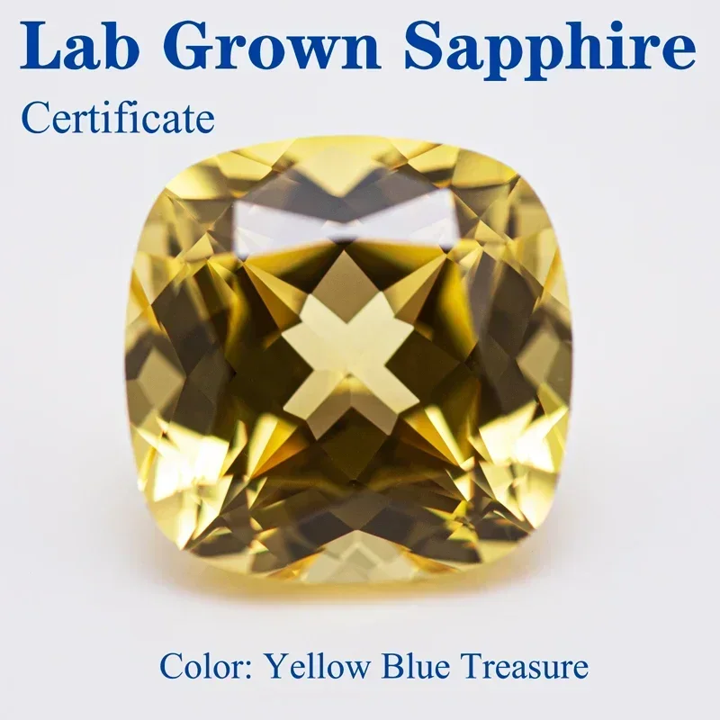 

Top Lab Grown Yellow Sapphire Square Cushion VVS1 Selectable AGL Certificate Gemstone Charms Beads Diy Jewelry Making Materials