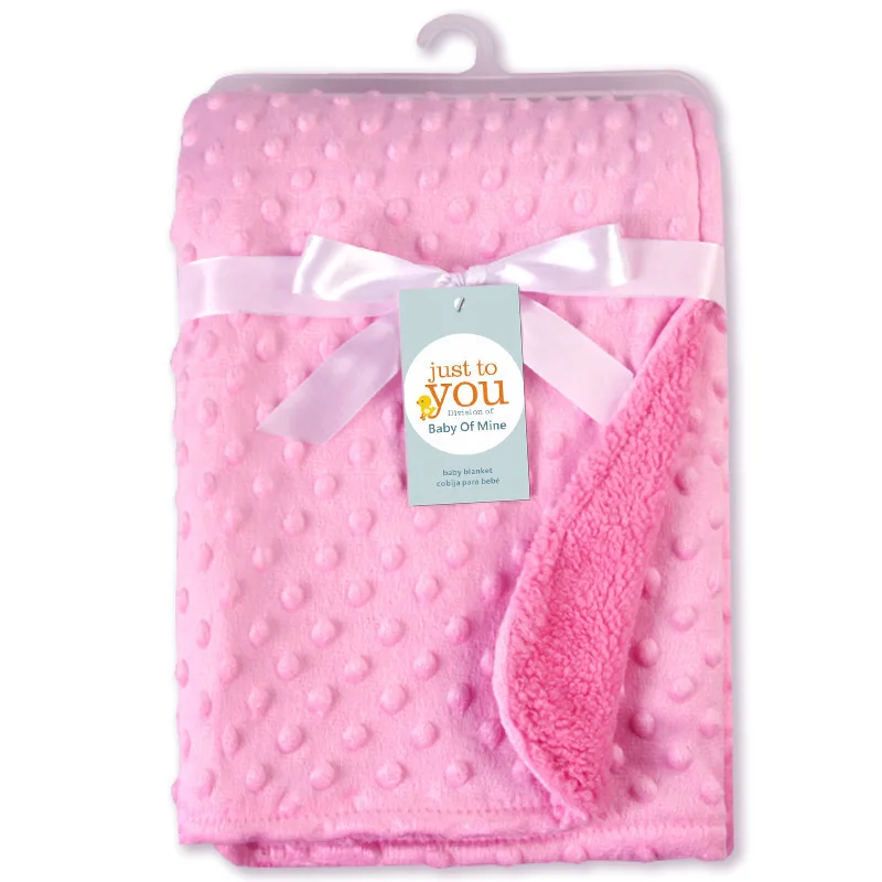 75*120CM Autumn Baby Blanket Warm Double Layer Swaddle Wrap Newborn Thermal Soft Fleece Bath Towel Baby Stroller Blanket