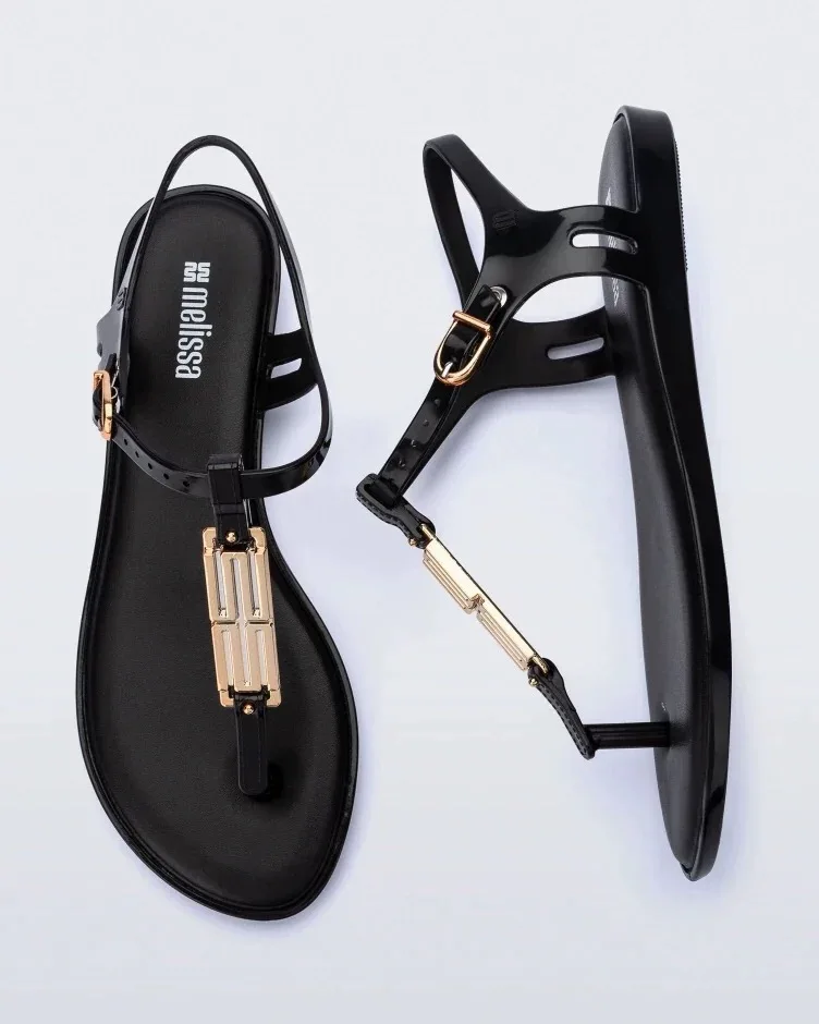 

Мини-женские сандалии Melissa, модные летние женские металлические шлепанцы на плоской подошве, прозрачная обувь, женская пляжная обувь