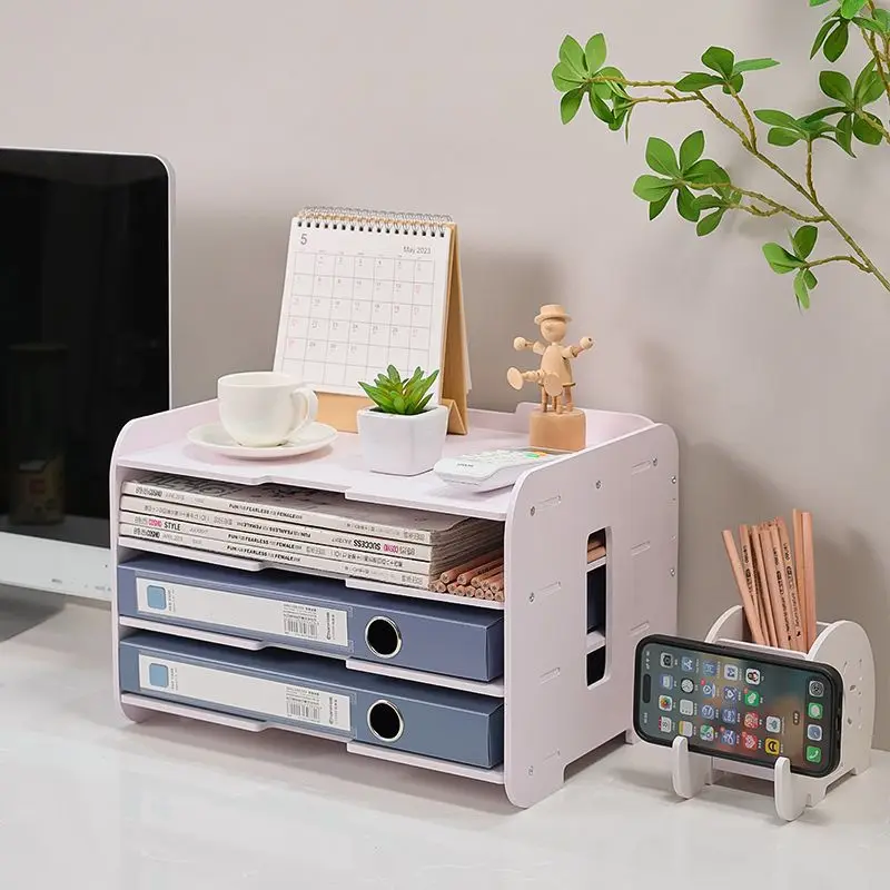 A4 Desktop Storage File Shelf School Book Materials Test Paper Sorting Organizer of Office Large Capacity Data Storage Box