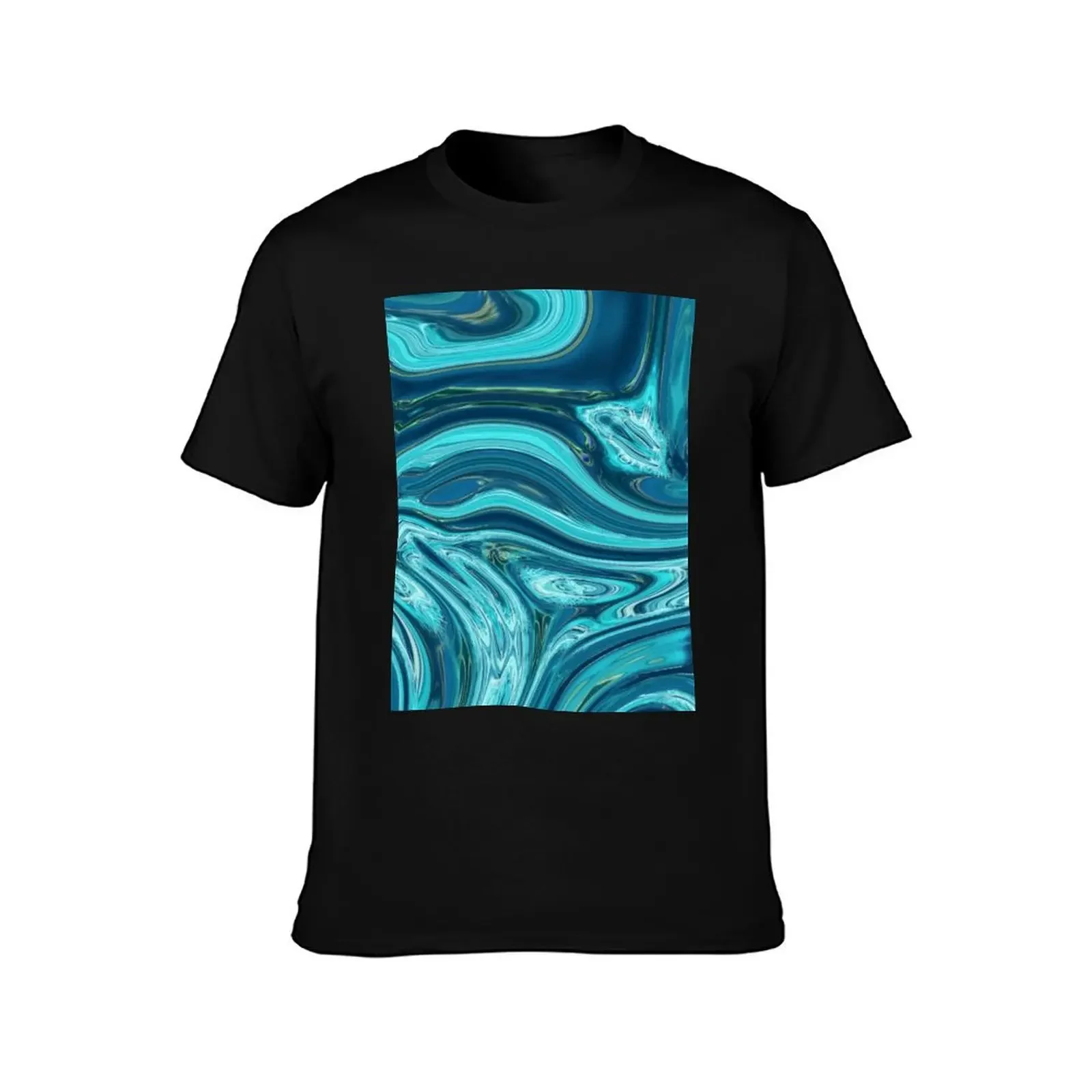 abstract blue teal marble swirls mid century modern T-Shirt Luxury man anime figures vintage mens graphic t-shirts anime