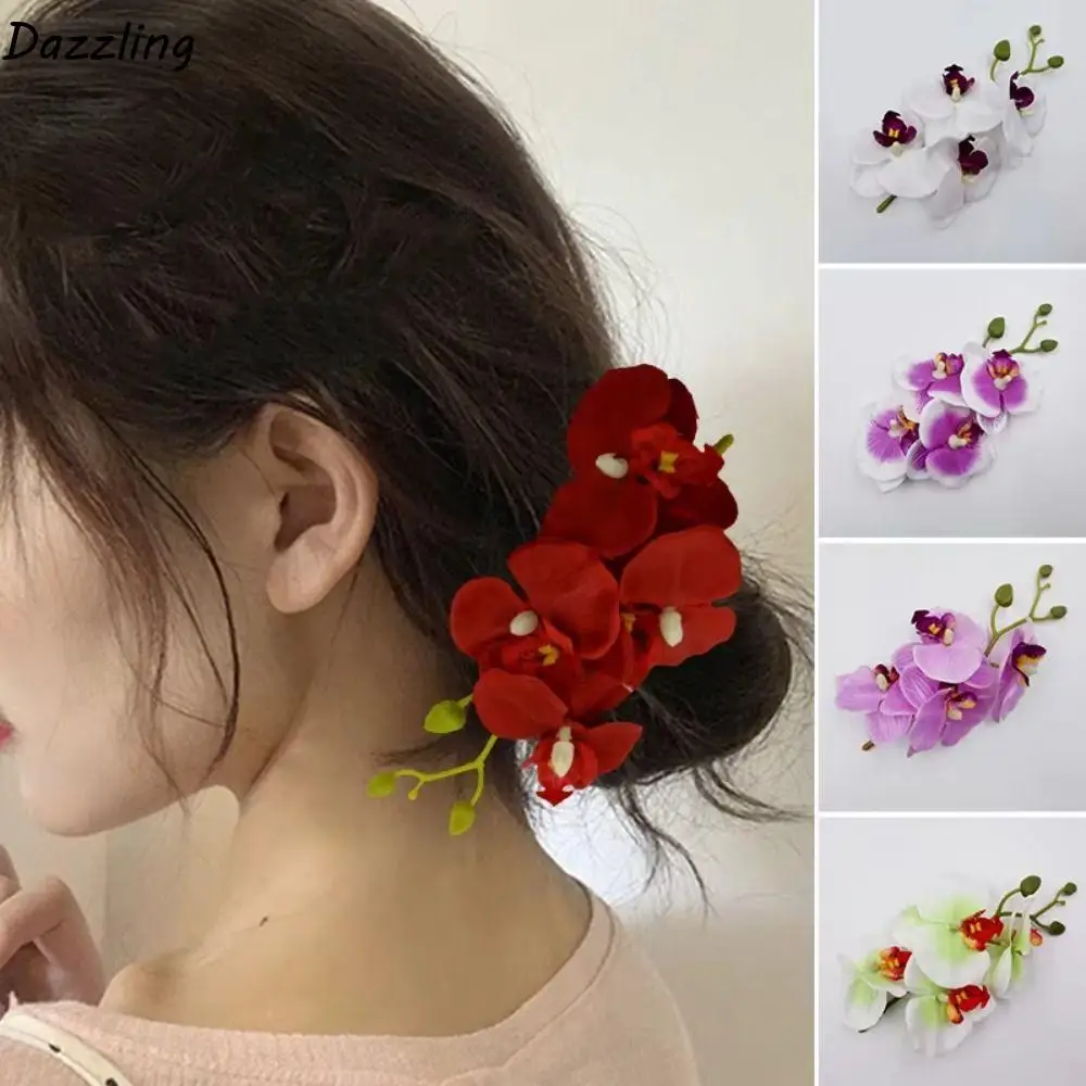 

Butterfly Orchid Orchid Flower Hairpin Hair Accessories Headdress Seaside Vacation Headwear Side Clip Korean Style
