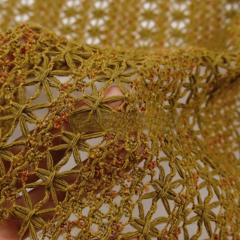 

Мягкая зелено-коричневая лиоцелловая кружевная трикотажная полосатая ткань, приятная для кожи платье Hanfu DIY, кардиган, жилет, текстильный материал для одежды