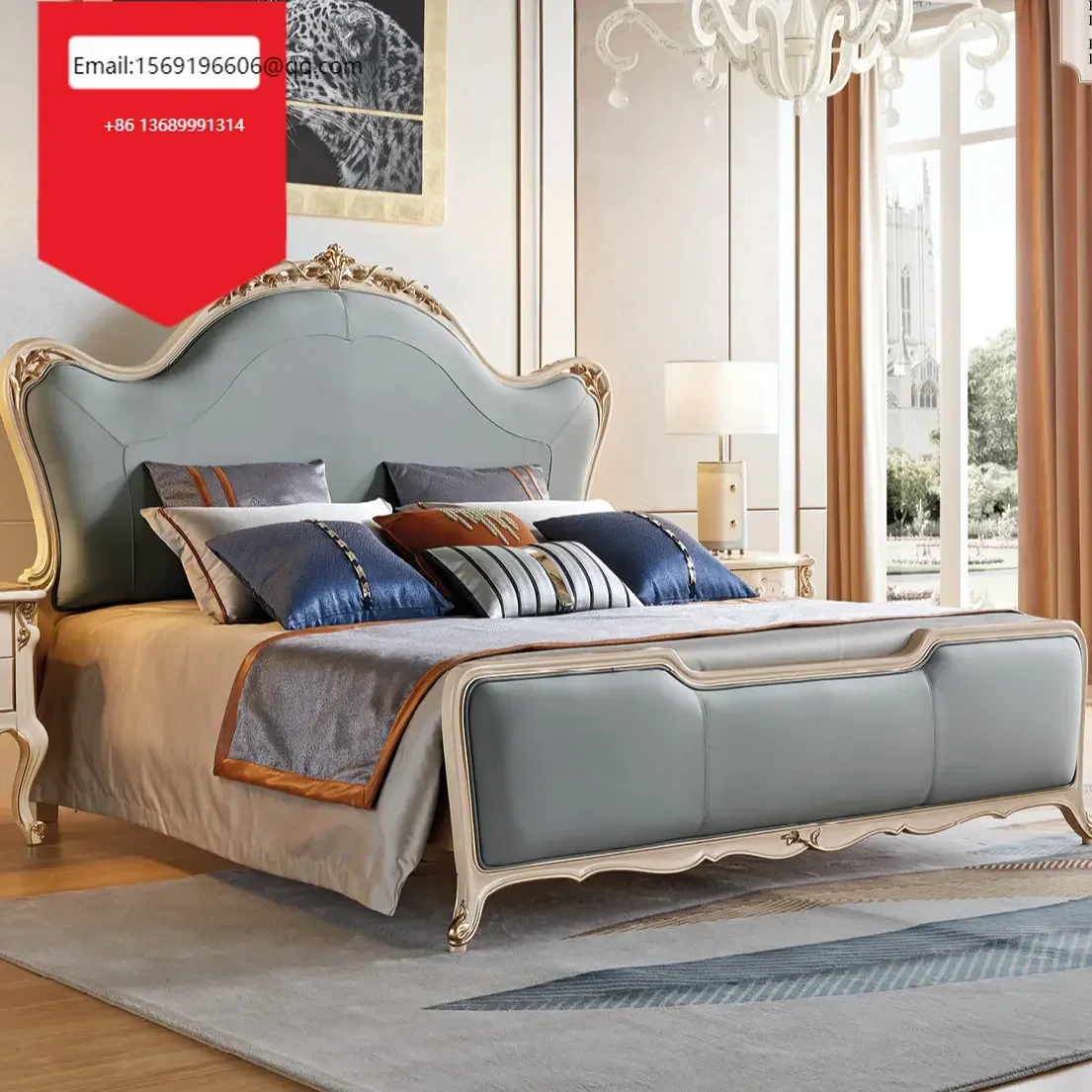 

French style Wooden Bedroom Furniture Set King Size Bed new design luxury modern mattress