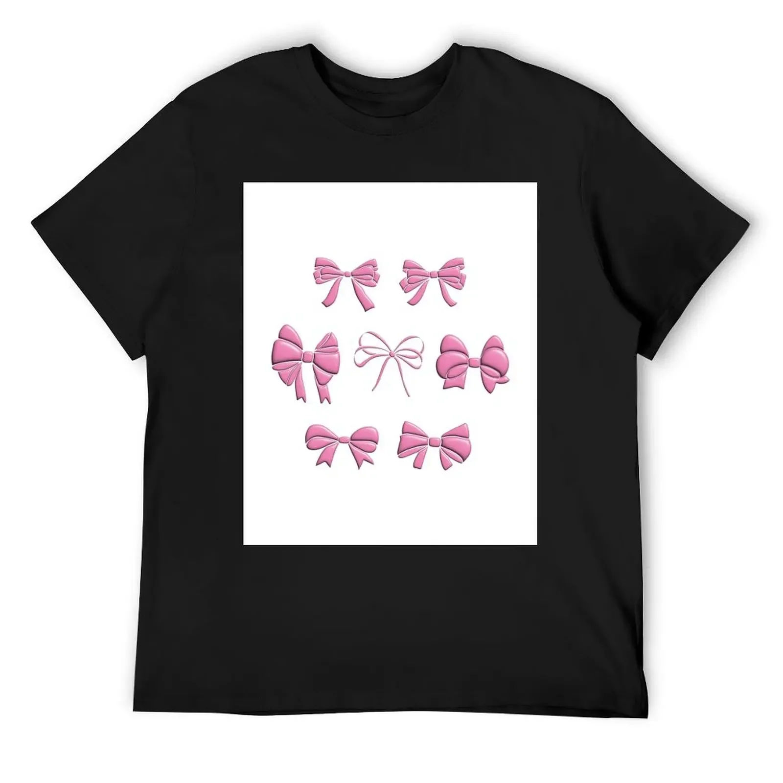 

Set of 3D pink gift bows, ribbon T-Shirt sublime anime figures Aesthetic clothing mens tall t shirts