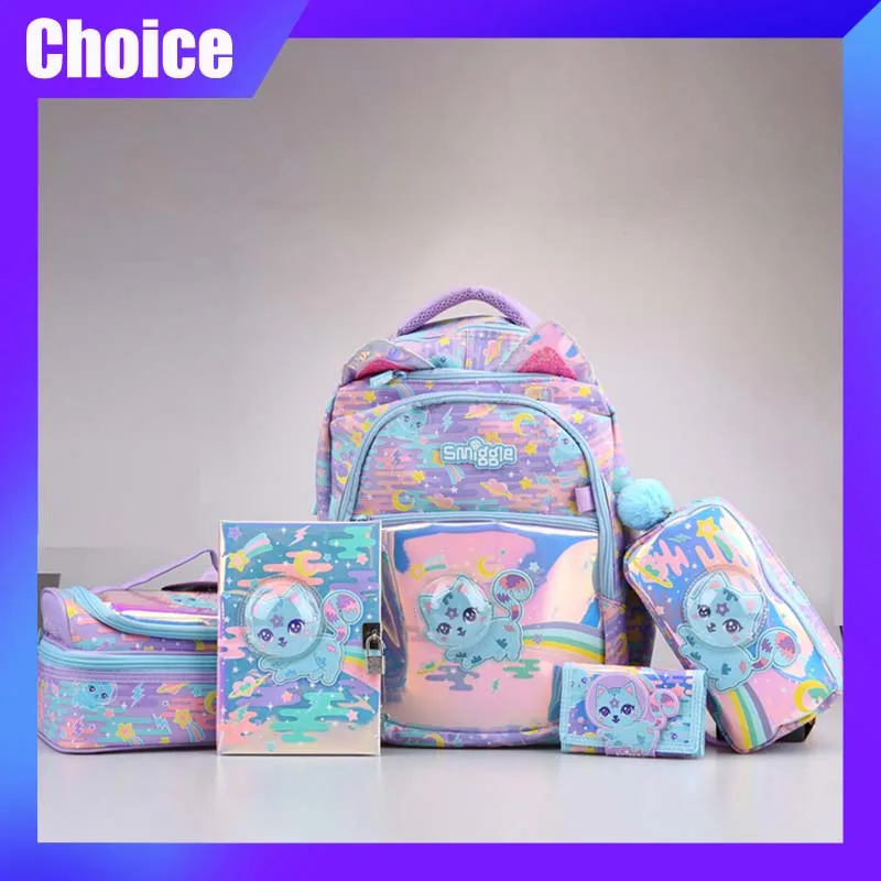 

Smiggle Space Cat Children Student School Bag Anime Cartoon Lunch Bag Kawaii Wallet Cute Lovely Backpack Gift Girl Stationery