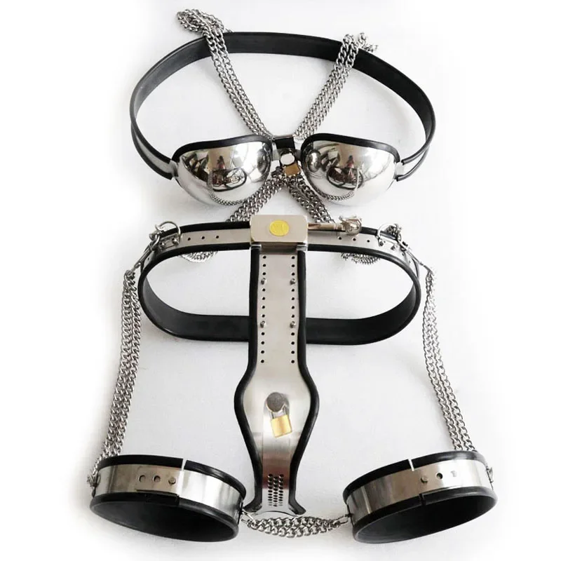 

3pcs/Set Chastity Belt Stainless Steel Bra Thigh Ring Metal BDSM Fetish Device Sex Toys For Women Man Gay Slave Bondage