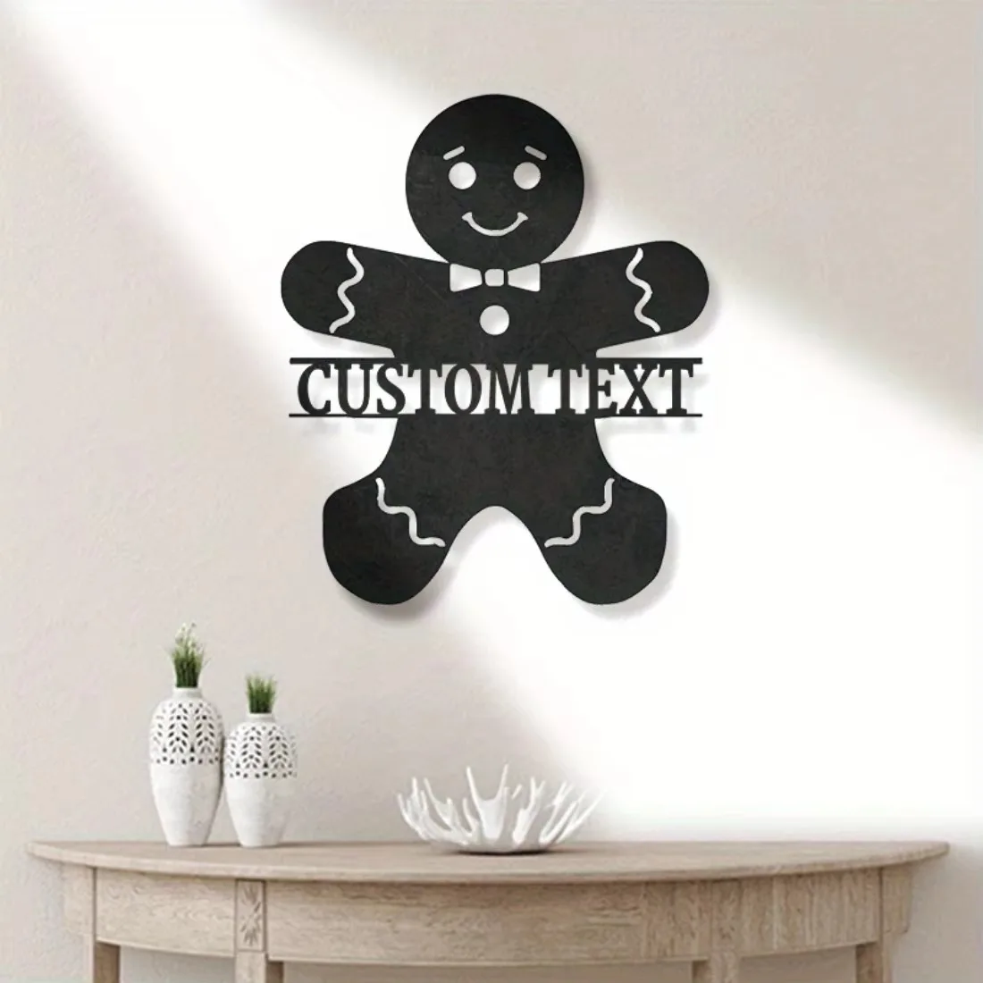 CIFbuy Personalized Gingerbread Man Metal Wall Art,3D Rustic Holiday Home Garden Indoor Outdoor Sign