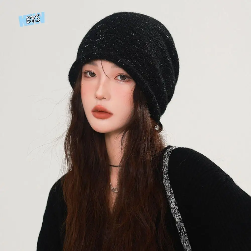 

Versatile Elastic Knitted Stacked Hat Hip-hop Streetwear Lace-up Hat All-match Headgear Brimless Beanie Cap Warmer