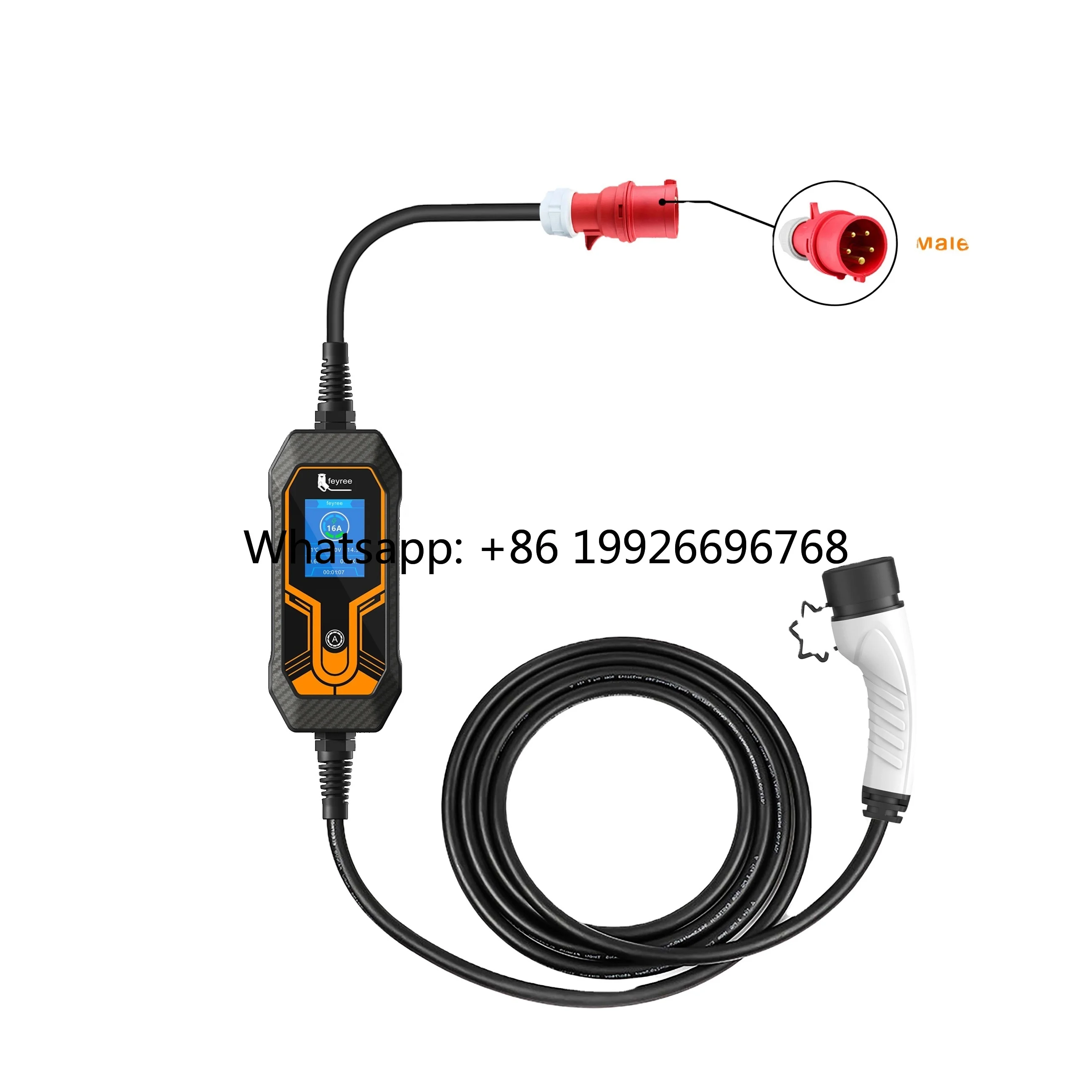 

Feyree 11KW 16A Electric Car Charger Portable EVSE Charging Box 5m Type2 Cable CEE Plug 3Phase Timing IEC62196-2 Type1 Stereo