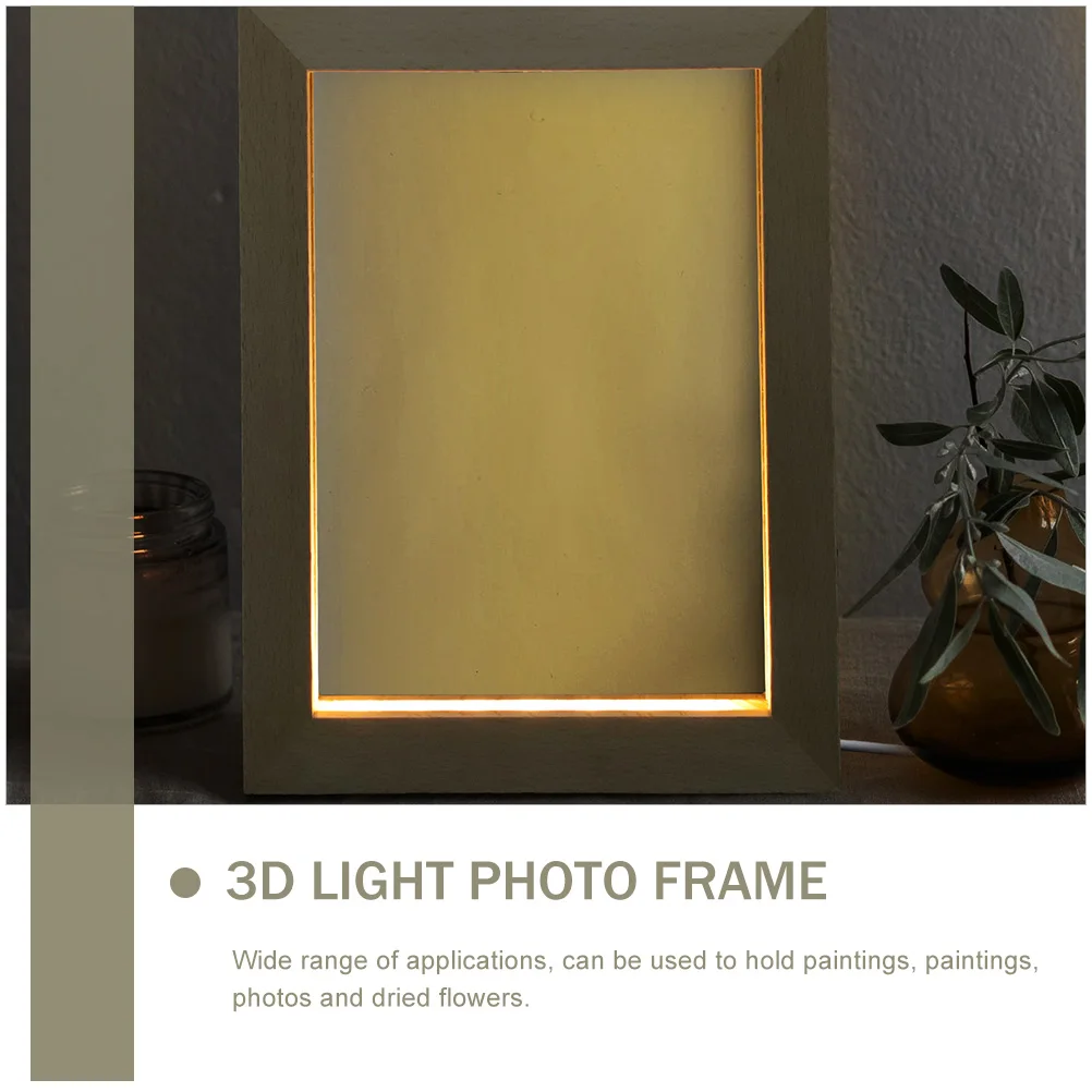 

LED Luminous Photo Frame 170x130mm USB Warm Light Creative Wooden Picture Frame for Home Decor Gifts Display Stand Rustic Frames