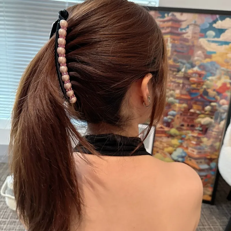 اكسسوارات الشعر الكورية لؤلؤة حجر الراين الموز كليب الأزياء مزاجه مقطع الشعر