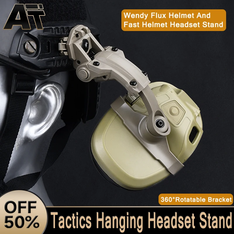 

WADSN Tactics 360° Rotatable Bracket Holder Adapt FAST Wendy FLUX Helmet Noise Cancelling Headphones Airsoft Accessories Earmor