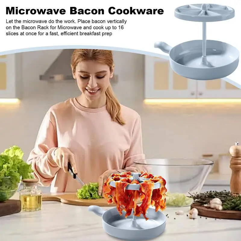 New Microwave Bacon Cooker Microwave Bacon Dish Tray Bacon Grease Catcher Meal Prep Tool Kitchen Dorm Gadget Meal Prep Tool