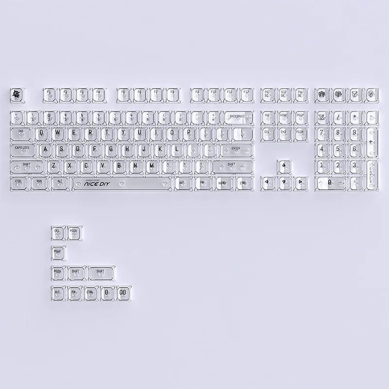 Fully Transparent Keycaps for Mechanical Keyboard,Clear PC Plastic,MDA Profile,Backlit Support