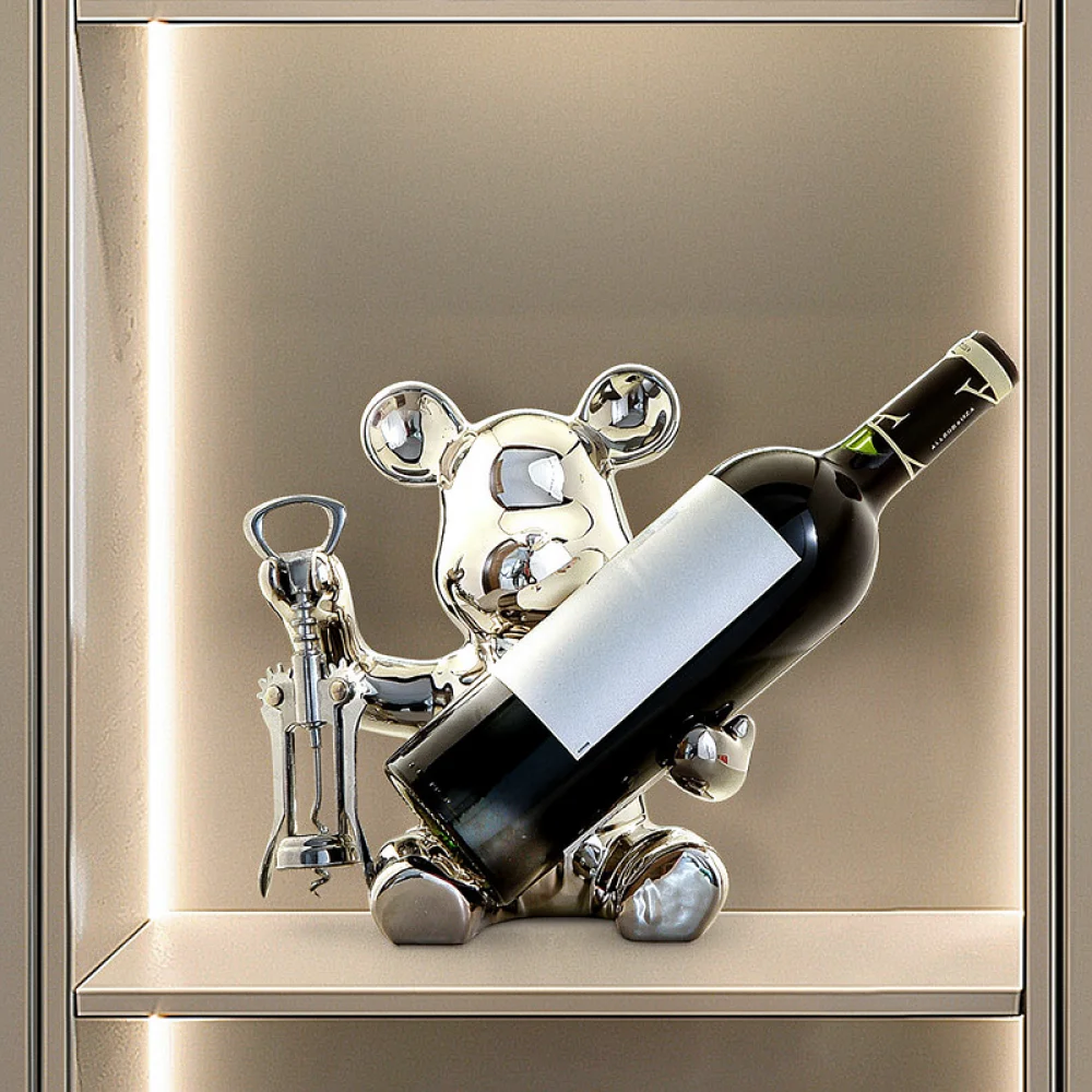 Decorative Violent Bear Wine Bottle Holder Modern Ceramic Home Ornament Luxury Living Room Tabletop Storage Display