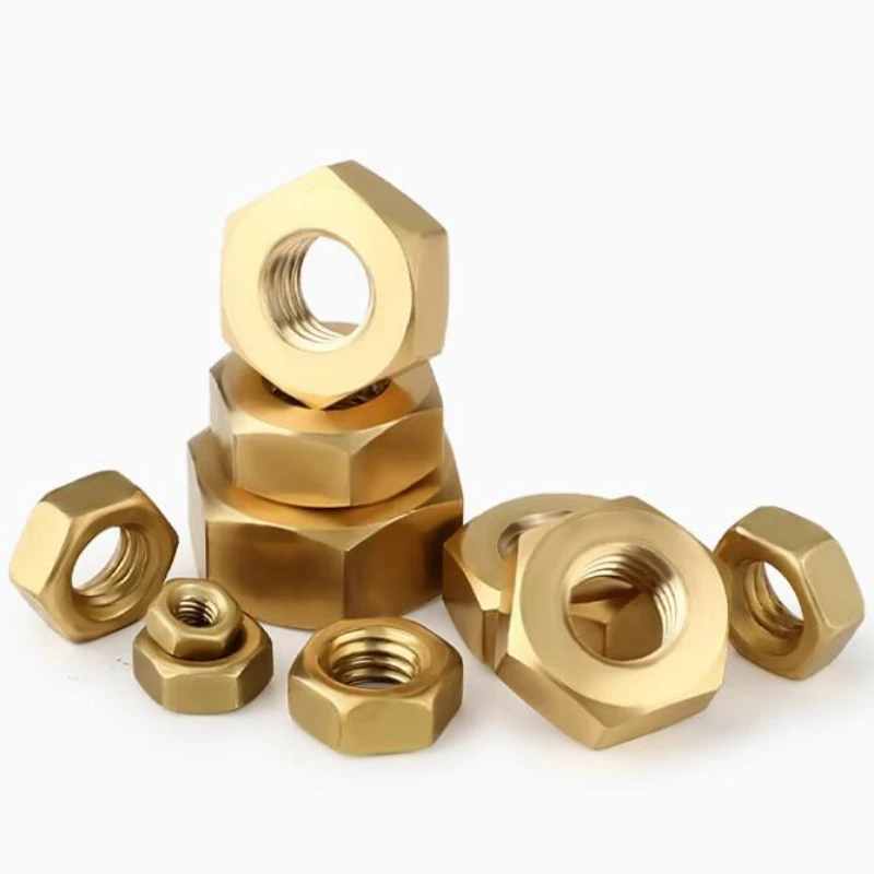 1-200pcs M1 M1.4 M1.6 M2 M2.5 M3 M4 M5 M6 M8 M10 M12 M14 M16 M18 M20 M22 M24 DIN934 Solid Brass Copper Hex Hexagon Nut