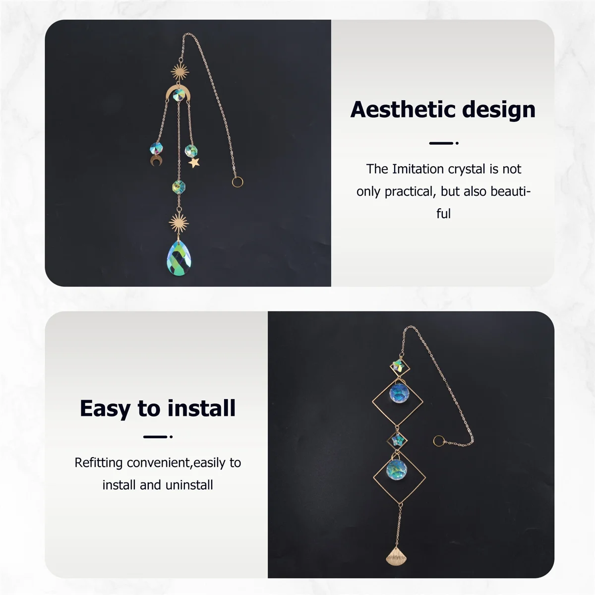 

Новые 6 шт. красочные кристаллы «Ловец солнца», подвесной «Ловец солнца» с цепочкой, подвесной орнамент, хрустальные шары для окна и сада