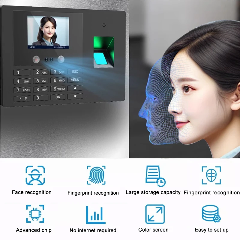 

2025 hot sale High Quality Intelligent Cloud Time Attendance Machine Smart Check-in Machine Face Recognition Attendance Machine