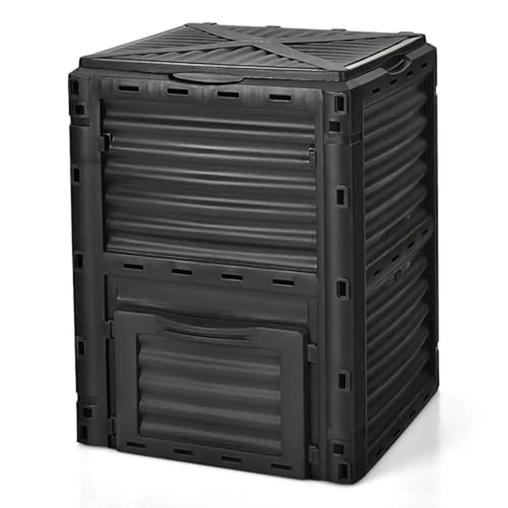 Outdoor Compost Bin 80 Gallon Garden Waste Container Top Lid & Bottom Door Aerating Compost Box Ultimate Composting Solution