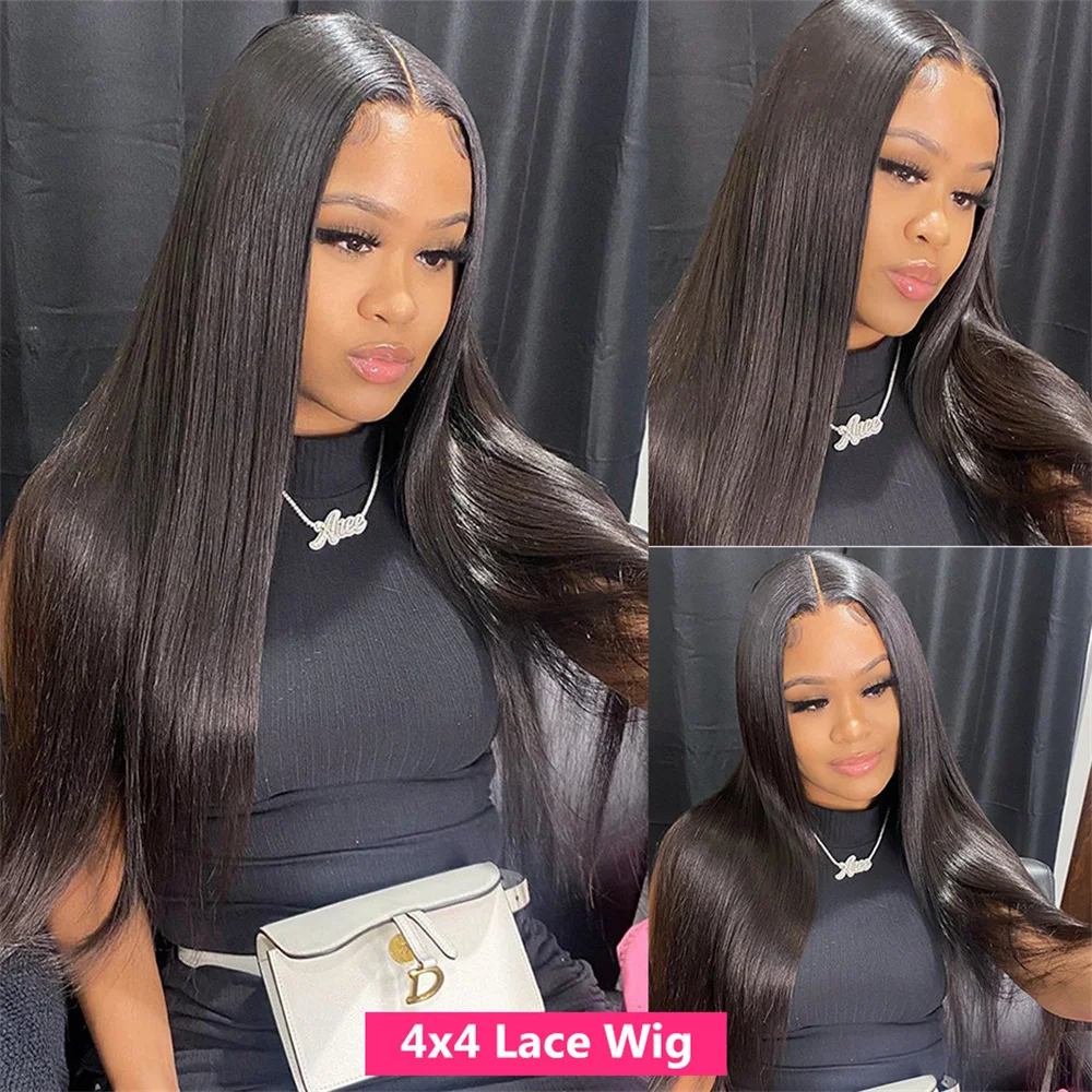 Human Hair Lace Wigs Remy Brazilian Transparent Straight Hair 4x4 Lace Closure Wig 180% Density Cranberry 4x4 Lace Front Wig