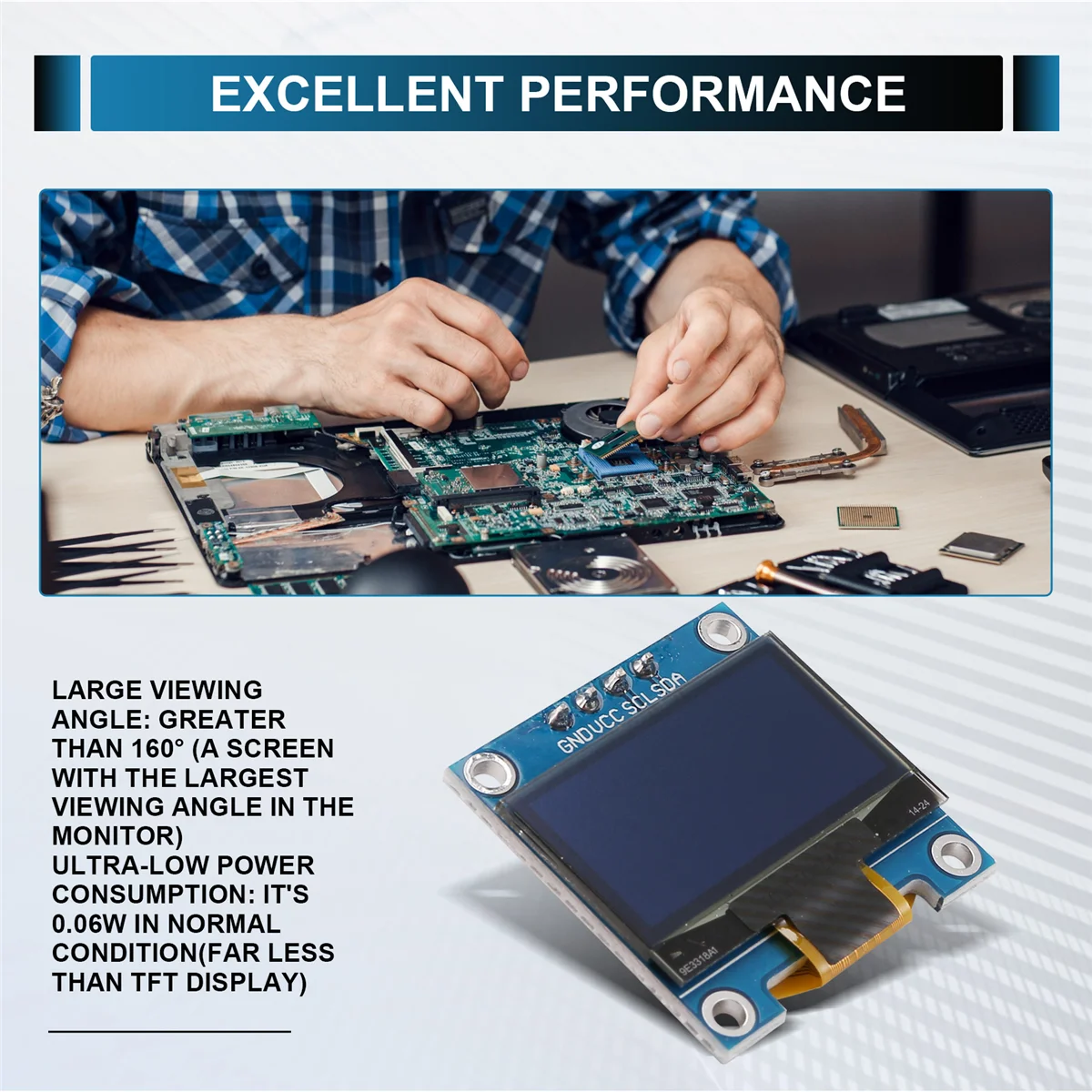 

ГОРЯЧИЙ 0,96-дюймовый IIC I2C последовательный GND 128X64 OLED ЖК-дисплей со светодиодной подсветкой SSD1306 для комплекта Arduino, белый дисплей