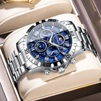 POEDAGAR Luxury Men Wristwatch Chronograph Waterproof Luminous Stainless Steel Man Watch Functional Quartz Watches For Men Reloj