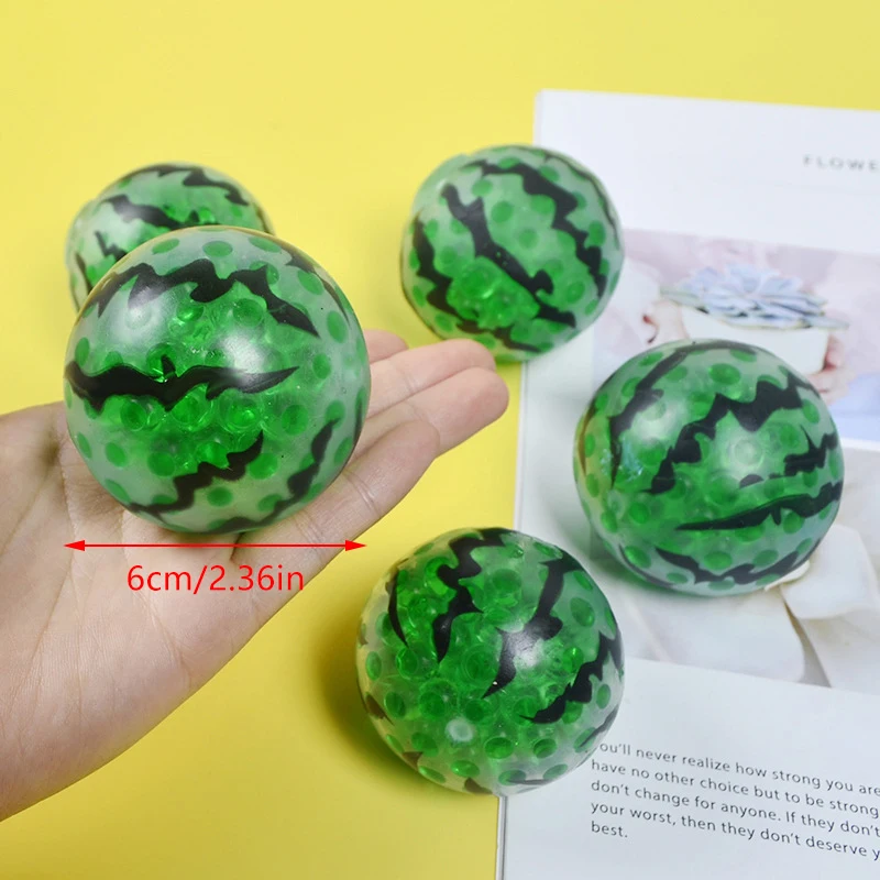 Jouet à presser en perles de pastèque relaxant ; Fruit simulé moelleux ; Cadeaux originaux anti-stress et doux.