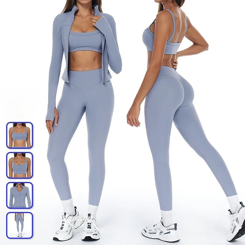 

2/3 Pieces Yoga Set Sportswear Gym Clothing Workout Set Women Tracksuits Fitness Long Sleeve Top High Waist Leggings Sports Suit