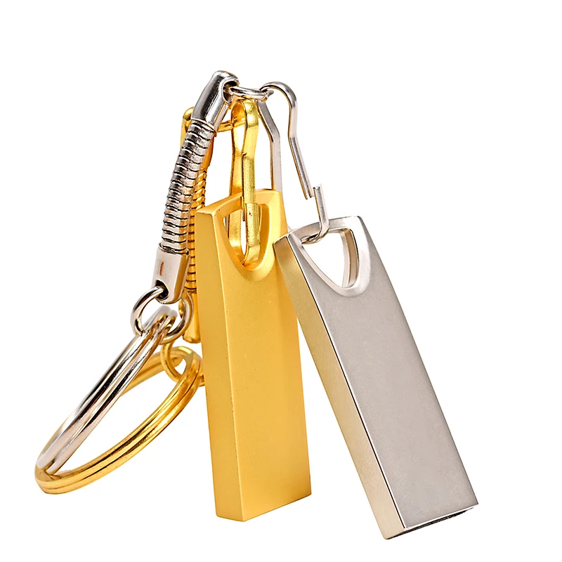 

Golden Metal USB Flash Drive 128GB Free Key Chain Memory Stick Creative Gift Pen Drive 64GB Gold Pendrive 32GB U Disk