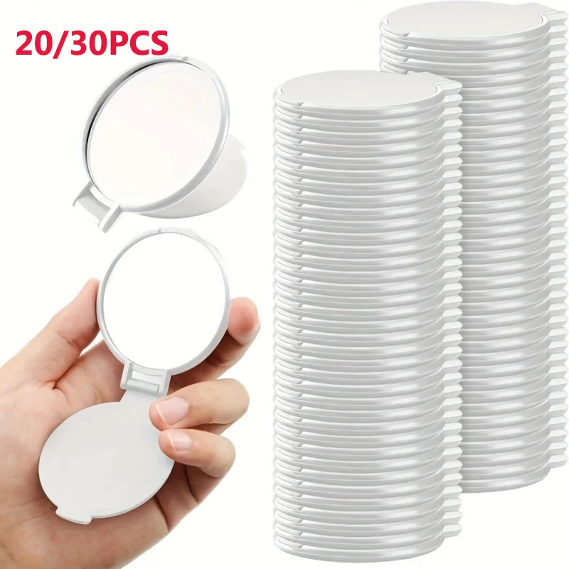 Mini Portable Folding Makeup Mirror 2.75×2.44 Inch Elegant White Hand Mirror Travel Compact Mirror for Women Daily Grooming