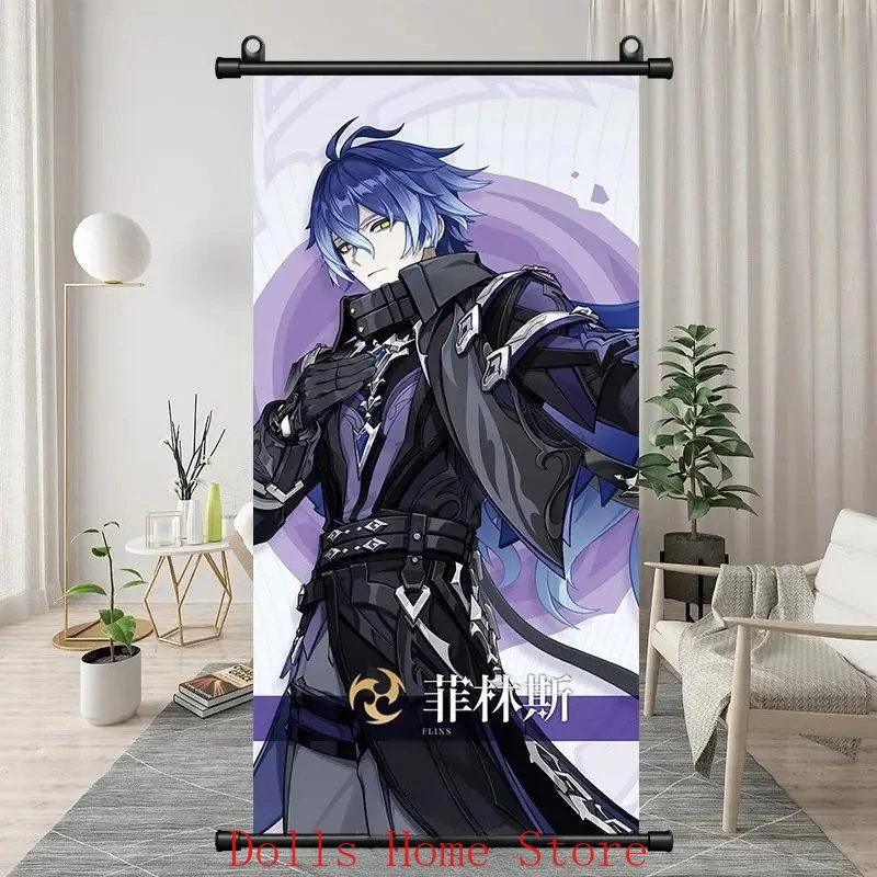 

Genshin Impact Kyryll Chudomirovich Flins Wriothesley аниме прокрутка холст настенная живопись домашний аниме постер для комнаты настенное искусство