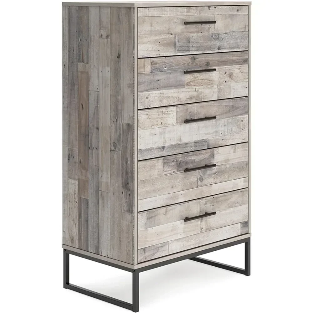 

-5 Drawer Chest of Drawers With Smooth-Gliding Drawers Dresser for Bedroom Gray Vanity Desk Makeup Table Toiletries Make Up Tabl