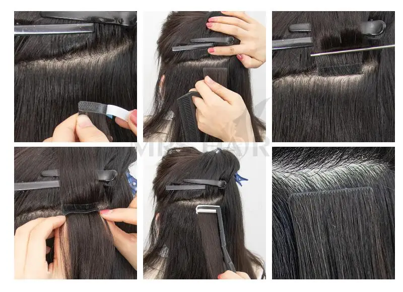 Unsichtbare Tape-In-Extensions, Echthaar, nahtlos, Pu-Hautschuss, eingespritzte Haarverlängerungen, handgebundene Klebstoffe, Tape-Ins, 10 Stück/Packung – Detail 15