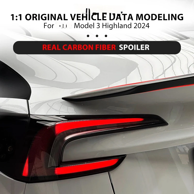 2024-2026 Performance Version Real Carbon Fiber Spoiler Model 3 Highland Rear Carbon Trunk Wing Exterior Accessories