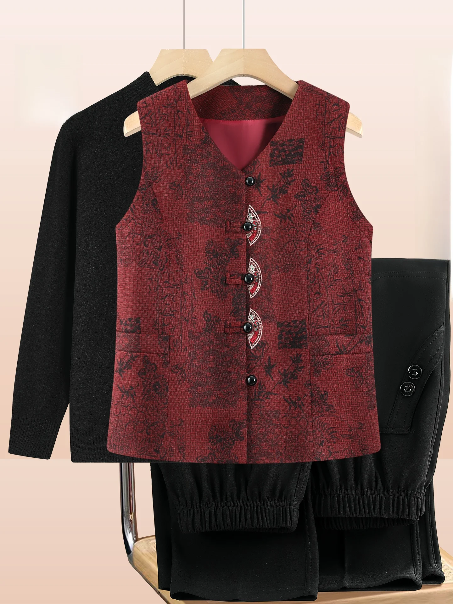 

Весенне-осенний тонкий жилет для женщин и пожилых женщин, жакет для мамы, осенний топ с подплечниками, легкий осенний наряд