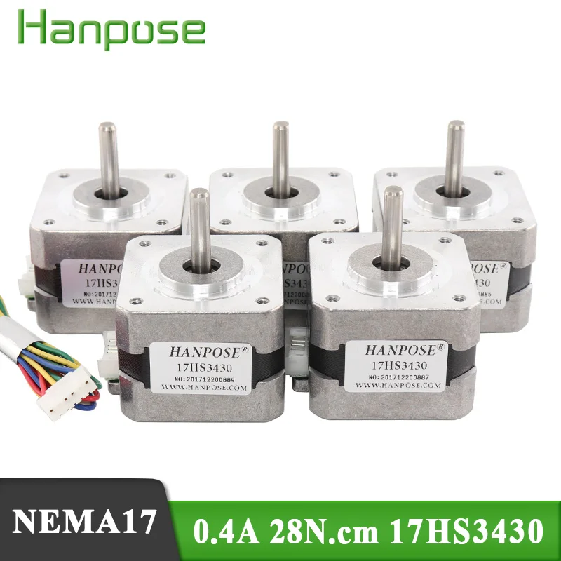 

HANPOSE 150PCS stepper motor12V 2 Phase 4 Lead 0.4A 28N.CM 17HS3430 Engraving Machine 3D Printer Monitor Nema17 Stepper Motor