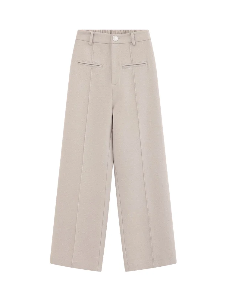 Wool Wide Leg Pants High Waist Straight Trousers for Women Winter French Tailored Bottoms Casual Chic Commuter Versatile Outfit