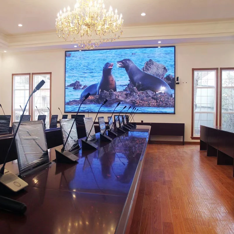 Painel de exibição LED fixo interno de alta definição 4K P3.91 para salas de reuniões