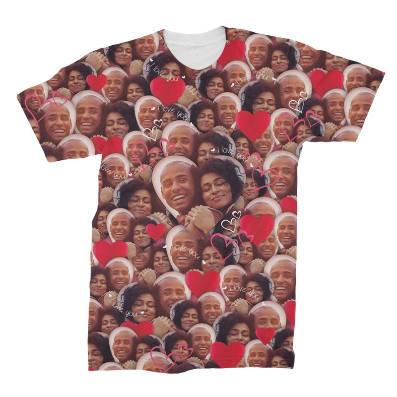 

Custom Heart Love Print Men T Shirt Summer Short Sleeve Valentine's Day Clothes Party Social Dress Male Tops Couple Souvenir Top