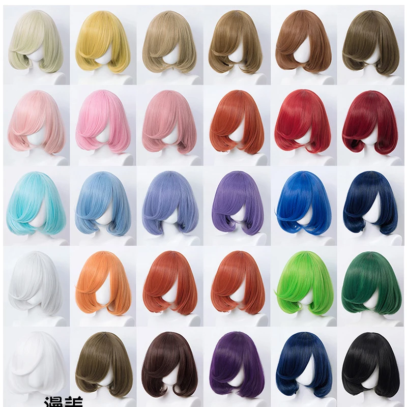 

Short Bob Straight Synthetic Wigs With Bangs For Women Natural Ombre Wigs Cosplay Party Daily Hair cosplay anime wig