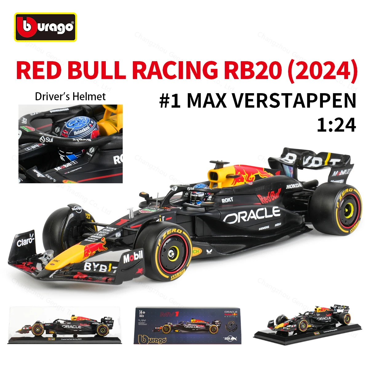 Bburago 1:24 Oracle RB20 RedBull Racing 2024 Max Verstappen fórmula coche estático modelo de aleación fundida a presión