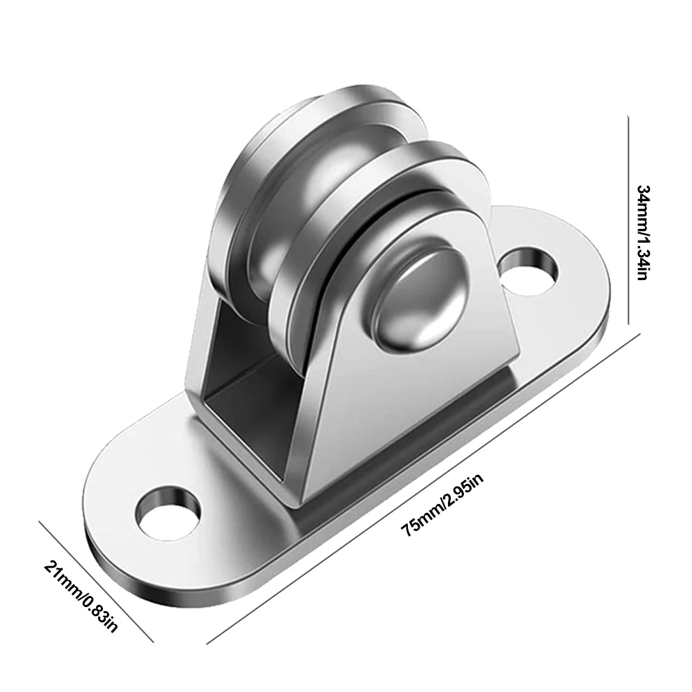 2/4PCS Stainless Steel Pulley Block Kit Silent Pulley Heavy Duty Fixed Pulley Detachable Loading 176Lb Lifting Wheel Moving Tool