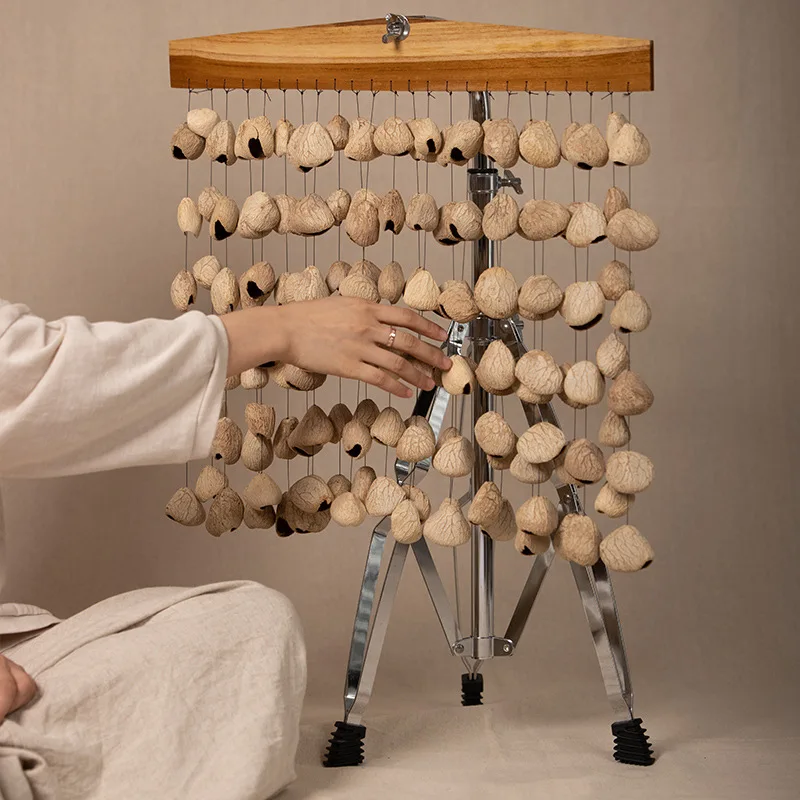 

Колокольчик ветра из орехов, звуковая терапия, исцеляющий колокольчик с ручным управлением, в помещении, на открытом воздухе, для медитации, колокольчики, украшения, музыкальные колокольчики