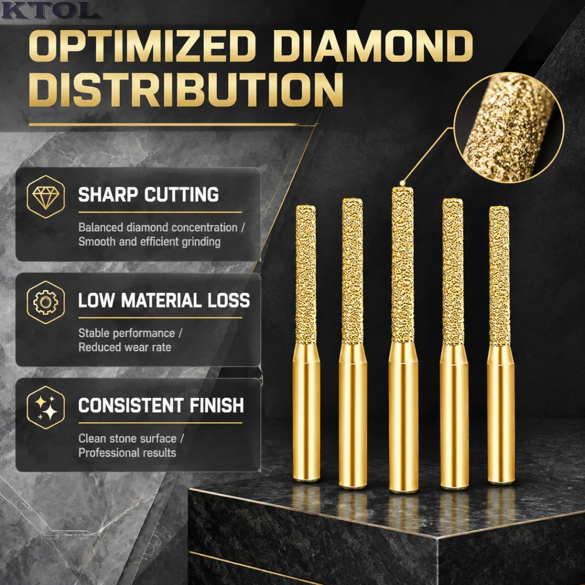 Brazed Diamond End Mill Straight Cutter Tool CNC Flush-Trimming Router Bit for Stone Marble Seam Joint Edging Splicing 6.35/12.7